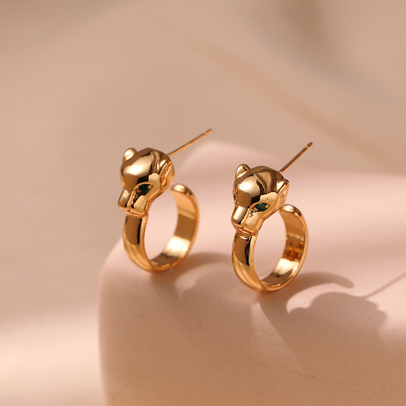 1 Pair Simple Style Leopard Plating Inlay Copper Zircon Ear Studs display picture 2