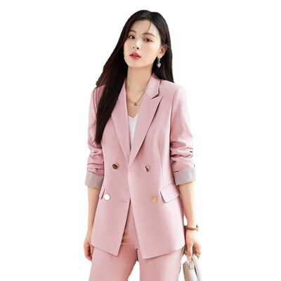 2022秋冬新款韩版时尚气质双排扣长袖西服正装女神范职业装女套装