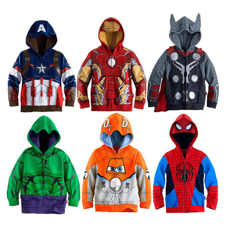 2023 Cross-Border Foreign Trade Boys Spider-Man Sweater Jacket Medium and Large Children Cartoon League of Legends Zipper Hoodie