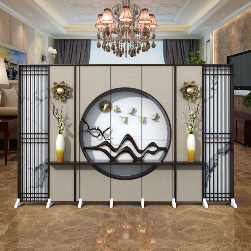 New Chinese Style Screen Partition Simple Landscape Tea Room Office Health Center Clinic Mobile Folding Partition Wall Folding