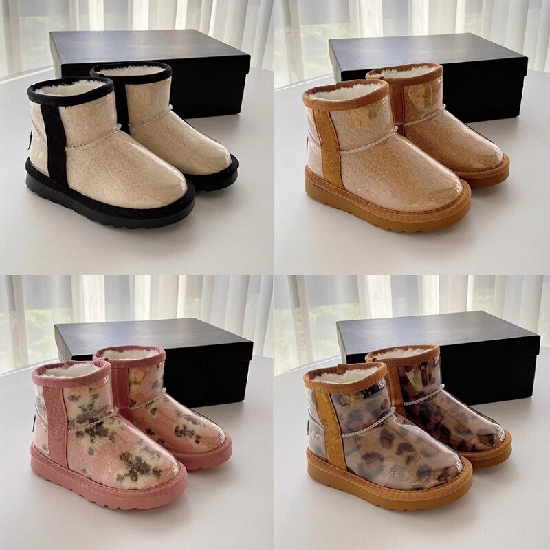 Putian Shoes Jelly Plush Cotton Shoes Transparent Warm Short Waterproof Anti-Slip Snow Boots Children's Shoes Thickened for Autumn and Winter