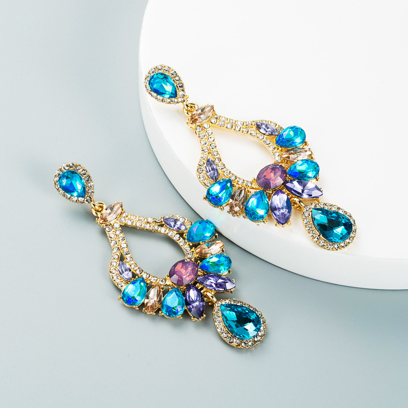 Geometric Pattern Fashion Geometric Diamond Alloy Artificial Gemstones Earrings
