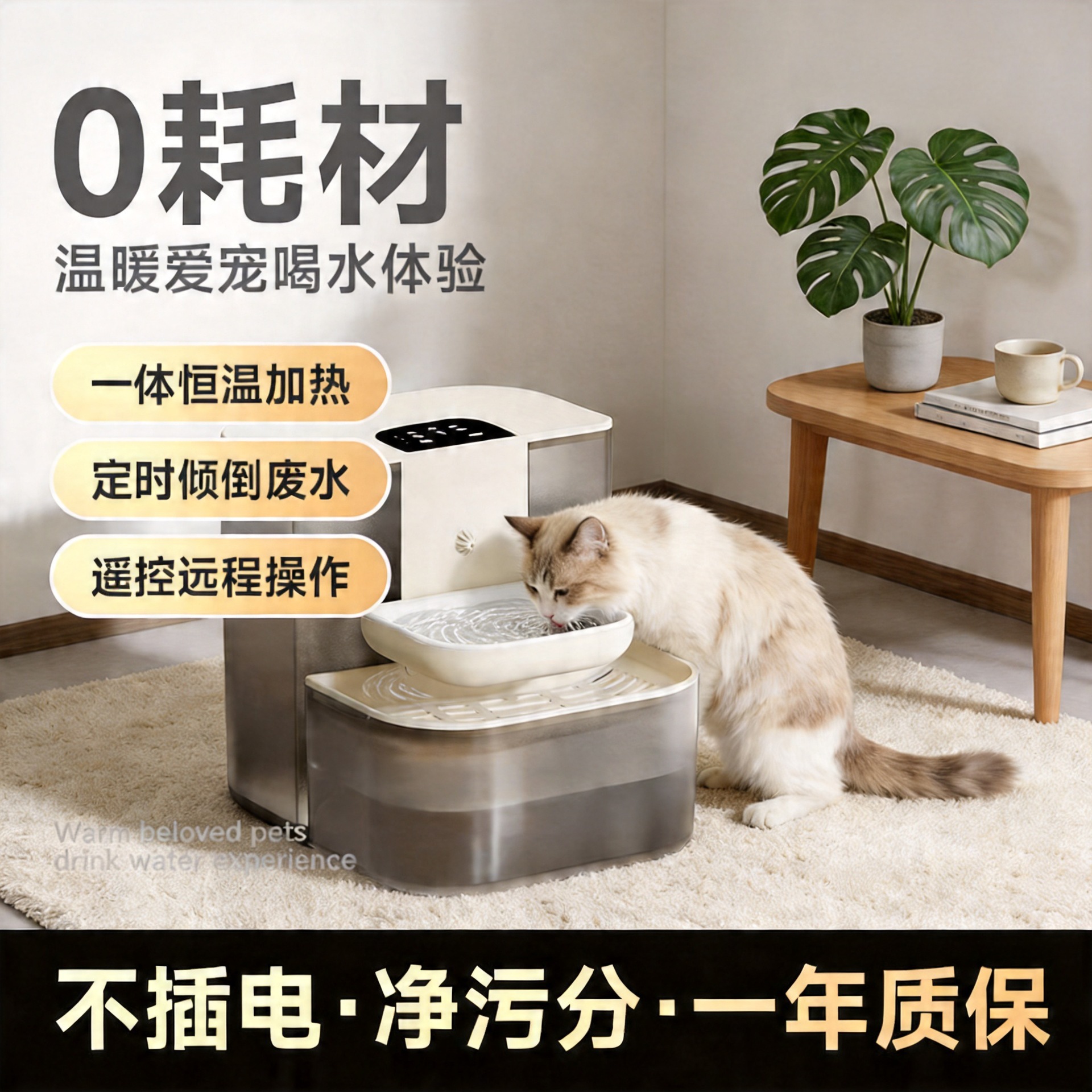 Dispositivo de beber para mascotas tipo caída Dispositivo de beber para purificar y separar la suciedad Dispositivo de alimentación de agua automático inalámbrico de gran capacidad para gatitos