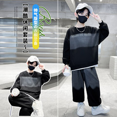 童裝男童春秋帥氣衛衣套裝2024中大童男孩衛褲秋季兩件套跨境批發