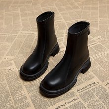 短靴女2024秋冬英伦风瘦瘦小裸靴好的爆款炸街马丁靴显瘦加绒棉靴