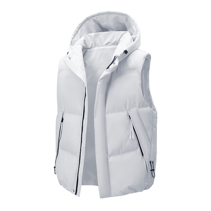 Hooded down Cotton Vest Men's Autumn and Winter Thickeneded Thermal Vest Casual Simple Waistoutwear Jacket Couple Tops Trendy