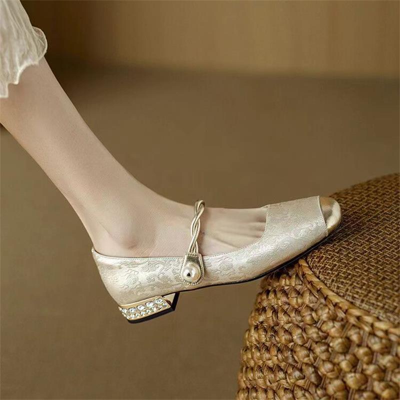 New Chinese Style Retro Square Toe Mary Jane 2025 Spring Summer Shallow Mouth One Strap Soft Sole Internet Celebrity Hot_vogvips.com