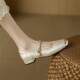 New Chinese Style Retro Square Head Mary Jane Shoes 2025 Spring and Summer Shallow Mouth One-character with Soft Bottom Internet Celebrous Explosive Slim Shoes