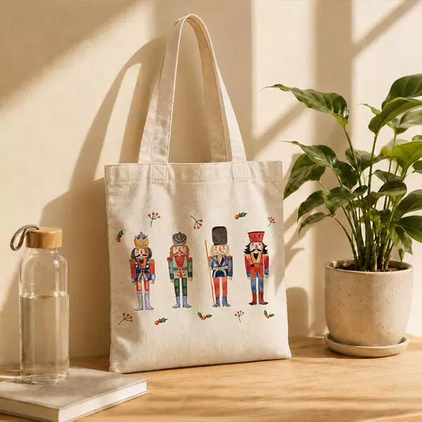 Cross-border new product Christmas printed canvas bag, Christmas gift shoulder bag, foldable bag, tote bag, grocery bag