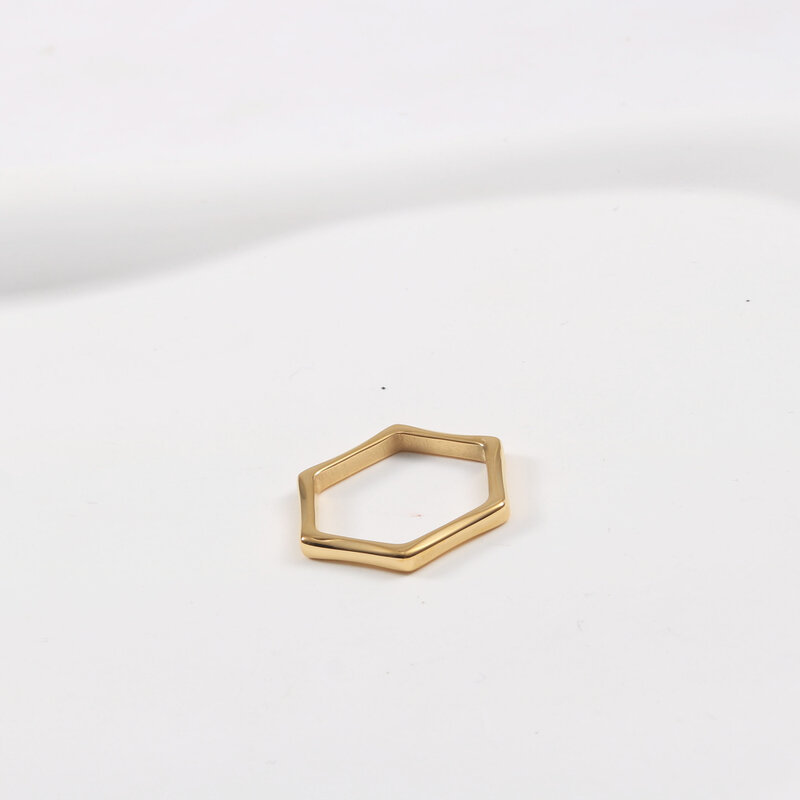 Einfacher Stil Hexagon Titan Stahl Überzug Ringe display picture 6