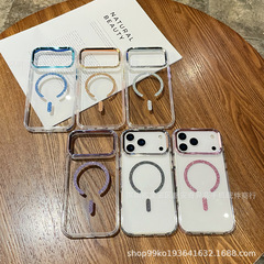 新款磁吸透明保护壳适用iPhone17ProMax闪粉凹槽可滴胶苹果手机壳