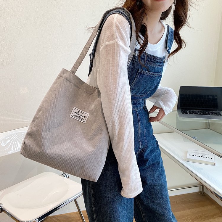 Bolso Tote de Pana para Mujer, Estilo Urbano Simple, Nueva Moda Primavera 2023, Gran Capacidad, Bolso de Hombro, Bolso Bandolera