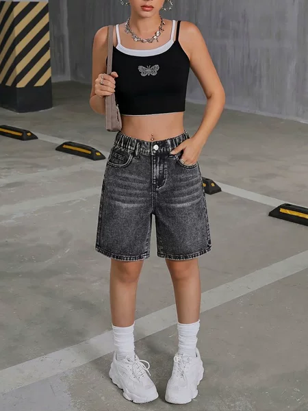 Cross-Border Exclusive Supply for European and American Amazon and Aliexpress: Teen Girls' Denim Shorts 2026 High-Waisted Trendy Shorts