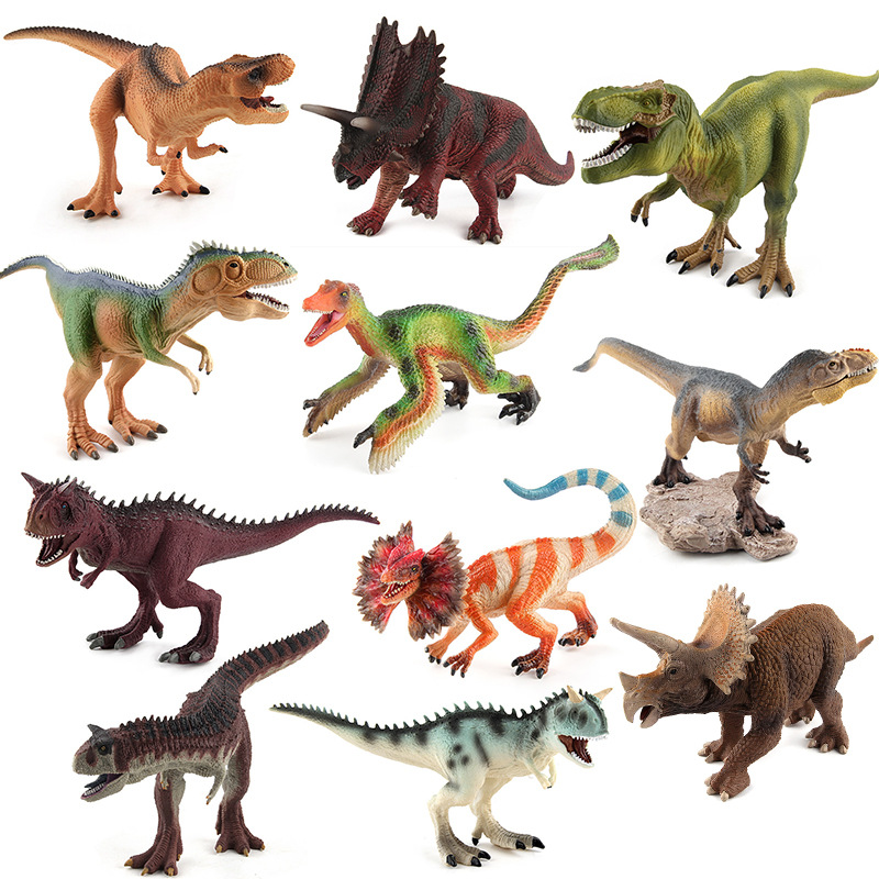 Modelos realistas de dinosaurios jurásicos educativos para niños: figuras y juguetes sólidos de Estegosaurio, Velociraptor, Dilophosaurus y Triceratops.