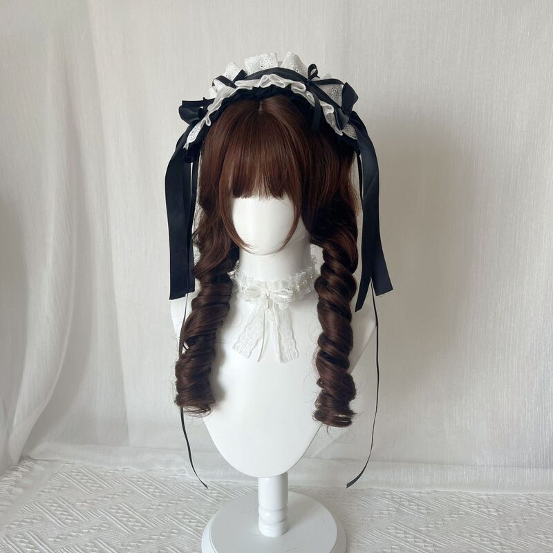 [Little Bear Nana] Wig Female with Bangs, Roman Circle, Same Style Long Curly Hair Lolita Natural Full Headgear