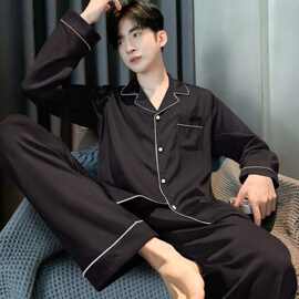 春秋季新款男士睡衣长袖纯棉秋天薄款夏天青少年可外家居服套装