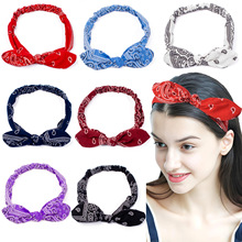兔耳朵打结松紧发带头箍女发饰运动吸汗弹力棉头饰蝴蝶结潮流头戴