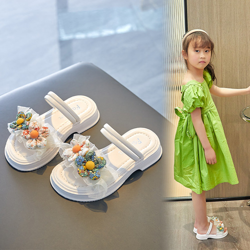 Girls' Shoes Sandals 2024 Summer New Princess Shoes Children's Little Girls' Slippers Two-Wear Sandals Summer Style