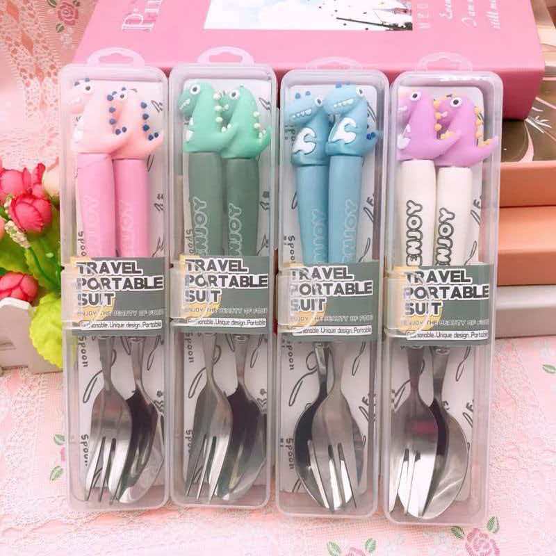 New Children's Cute Portable Dining Utensil Set, Spoon/Chopstick Set, High-End Exquisite and Stylish Household Cutlery