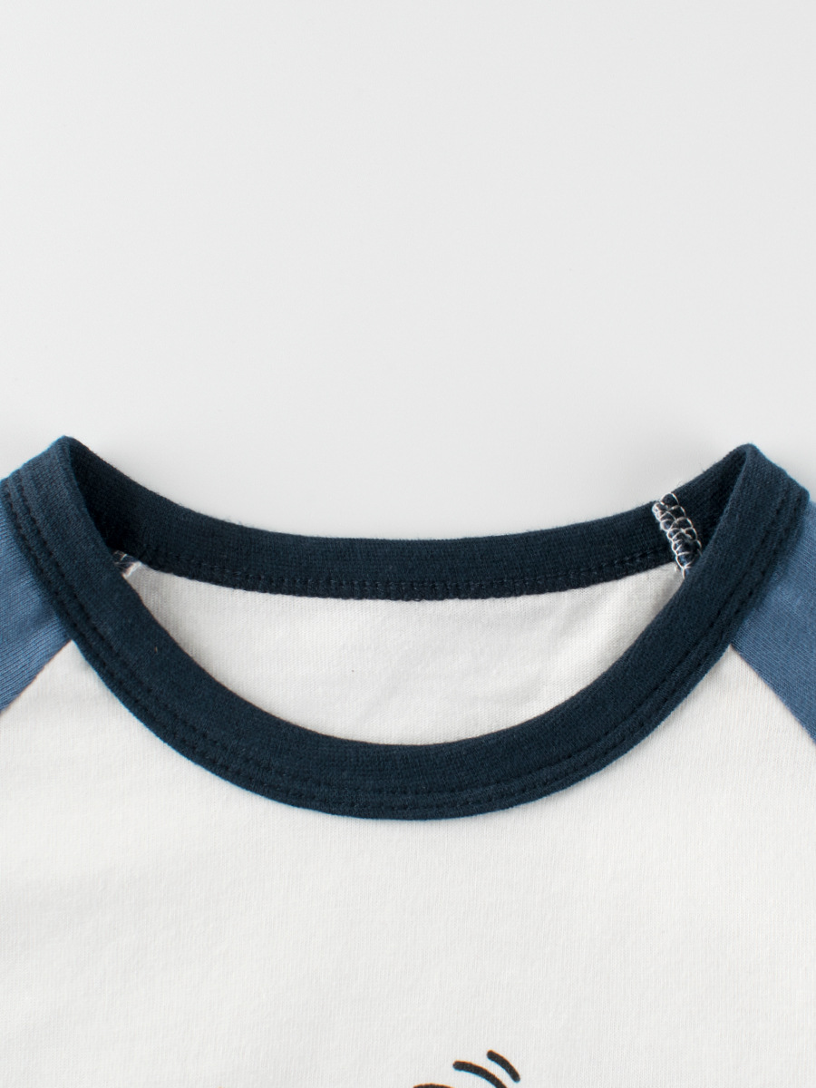 27kids Nueva Colección Otoño 2024 Ropa Infantil Transfronteriza Estilo Coreano Camiseta de Manga Larga para Niños Ropa de Bebé para Niños Pequeños Dropshipping