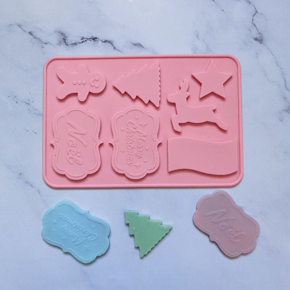 7 tarjetas de Navidad 71 molde de silicona pastel helado pudín molde de postre jabón utensilios