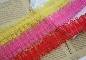 现货4.5cm米字蕾丝133-2褶皱打折花边发饰玩具儿童头箍蕾丝花边密