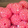 20mm resin drilling ball fluorescent rose red AB color drill bead chunky beads diy diamond inlaid big beads