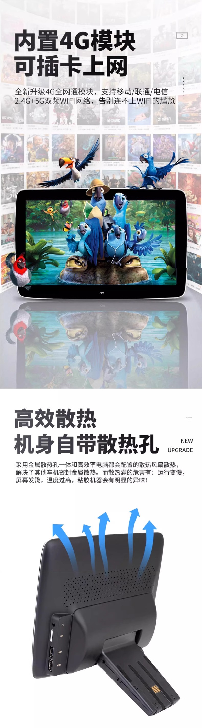 Suitable for Mercedes-Benz E-Class, C-Class, S-Class, V-Class, Glc/Gle/Gls/Car Rear Entertainment System Display Multimedia
