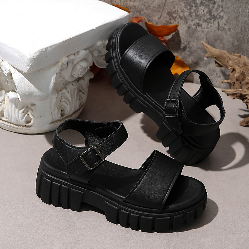 One-Strap Buckle Platform Thick-Soled Casual College-Style Sandals for Women 2026 New Model Summer Korean Version Peep-Toe Sandals for Women One-Strap Buckle Platform Thick-Soled Casual College-Style Sandals for Women 2026 New Model Summer Korean Version Peep-Toe Sandals for Women