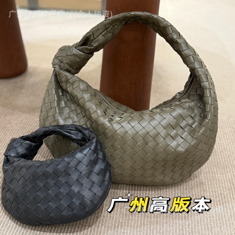 Original Leather B Brand Jodie Sheepskin Matte Denim Handmade Woven Bag European and American Fashion Knotted Handbag Underarm Bag