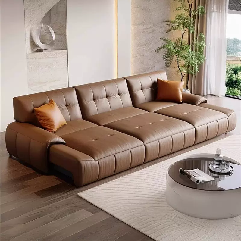 简约现代电动多功能真皮沙发伸缩小户型客厅直排三人位智能沙发床