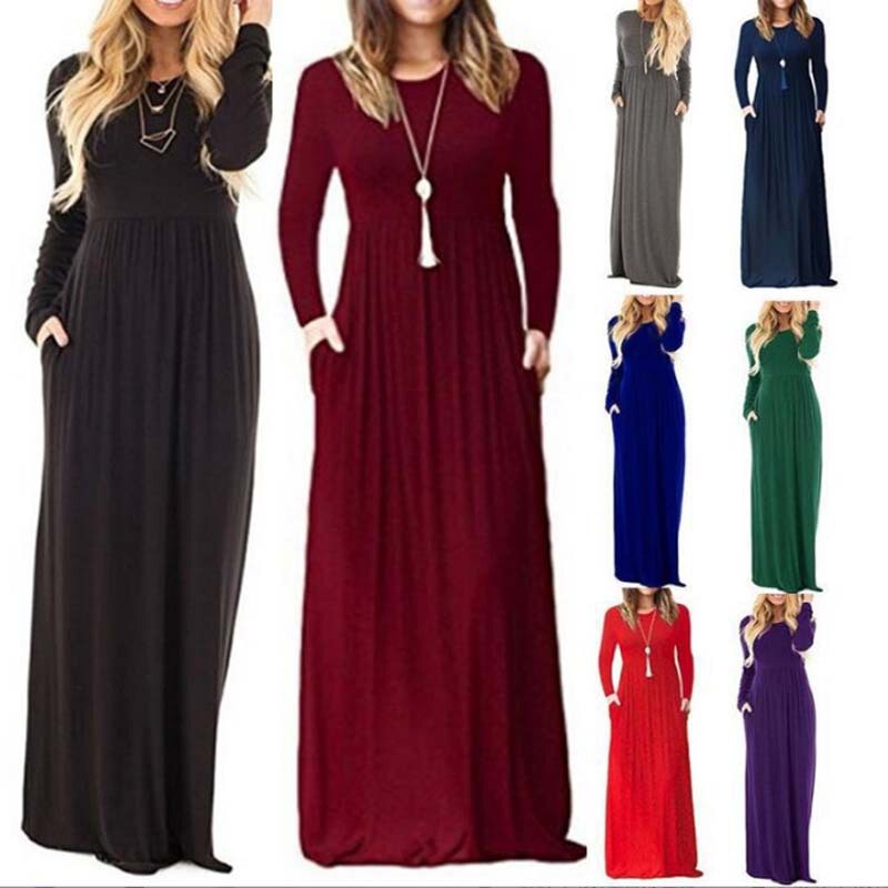 2026 Cross-Border Women's Dress Wish Aliexpress Amazon Women's Clothing Autumn and Winter Long-Sleeved Elastic Waist Dress 2026 Cross-Border Women's Dress Wish Aliexpress Amazon Women's Clothing Autumn and Winter Long-Sleeved Elastic Waist Dress