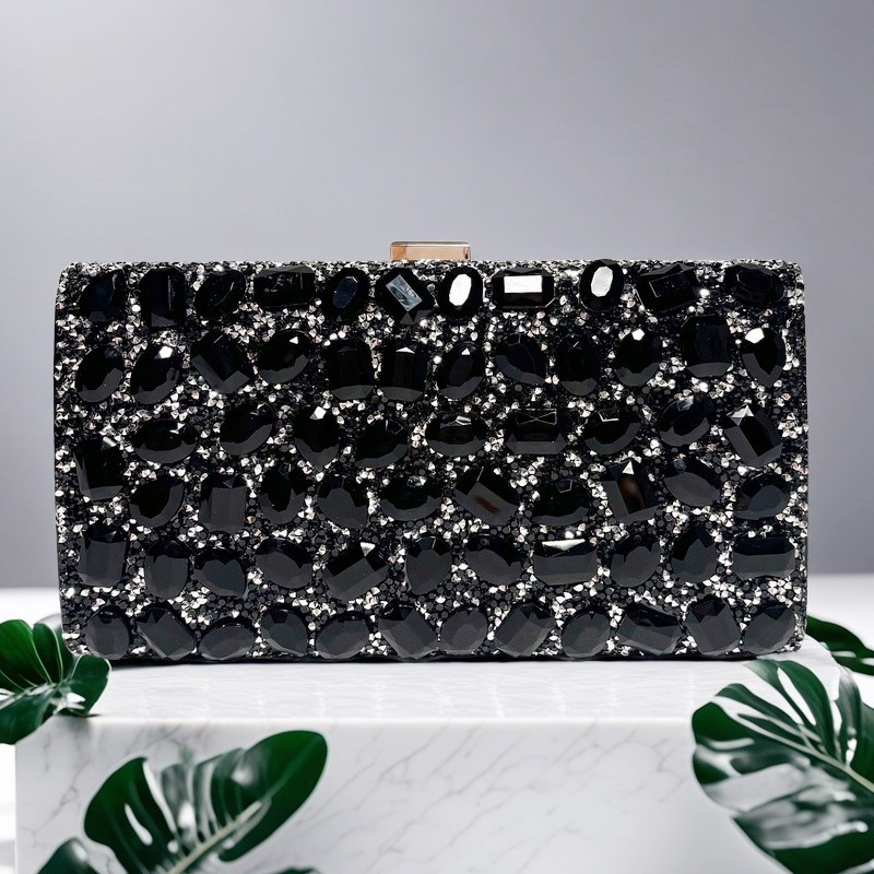 Bolso de cena de diamantes de moda transfronteriza, bolso de reunión anual de banquete cuadrado de diamantes completos, bolso de mano cheongsam, bolso femenino de un solo hombro