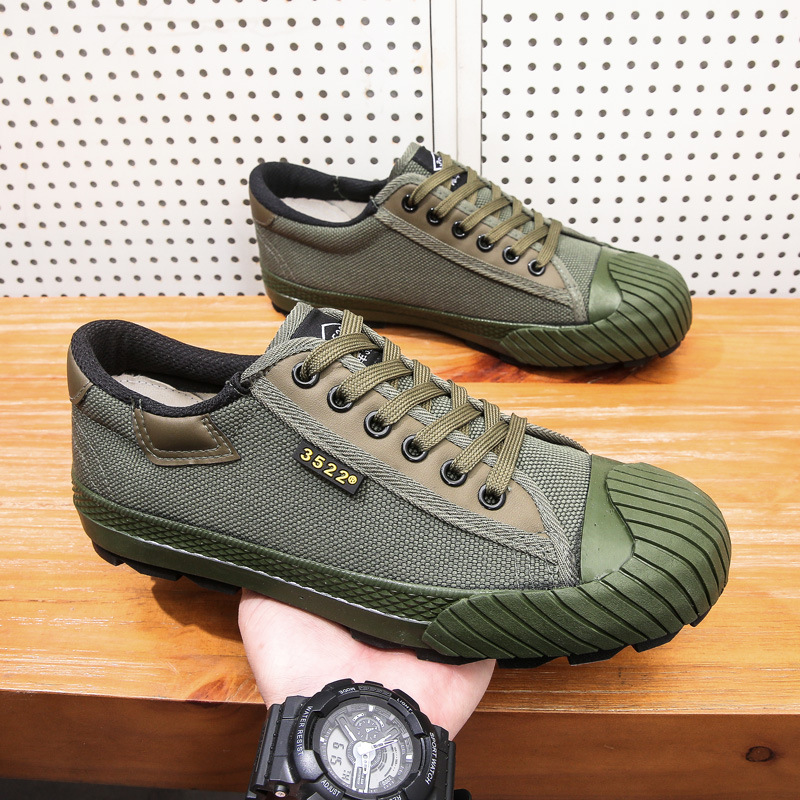 新款解放鞋農田幹活鞋建築工地工作帆布鞋男勞保鞋廠家批發