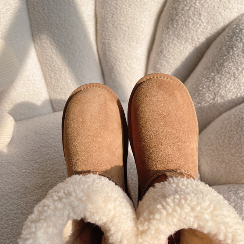 Winter New Thick Soled Height Increasing Knight Boots With Belt Buckle, Rolled Wool And Fur Integrated Snow Boots With Plush And Thickened Midsole_voghion.com