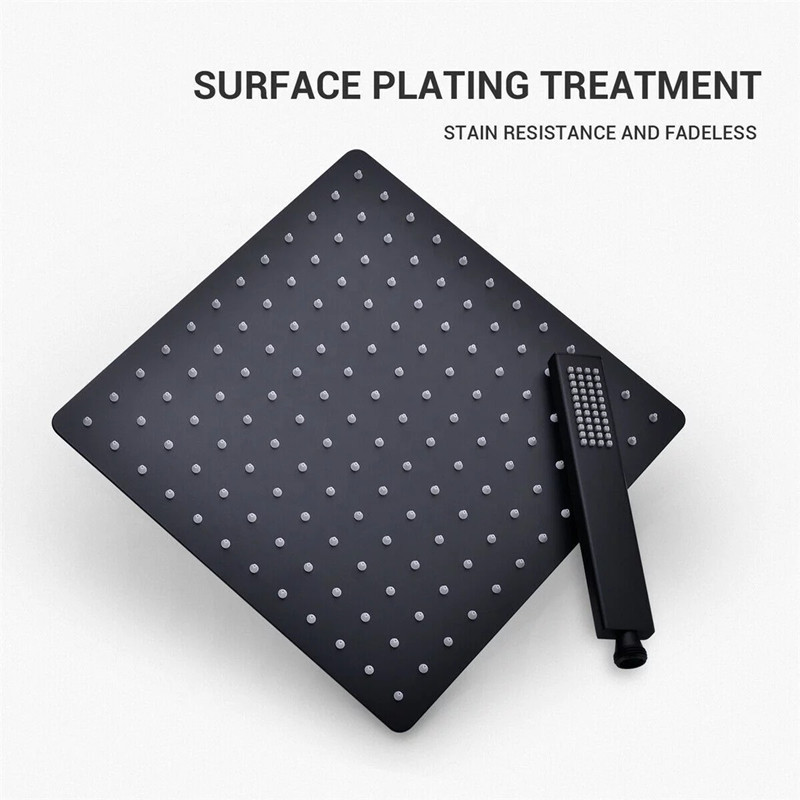 Juego de ducha de ducha oculta cuadrada negra grifo de ducha empotrado ducha fría y caliente incrustada oculta