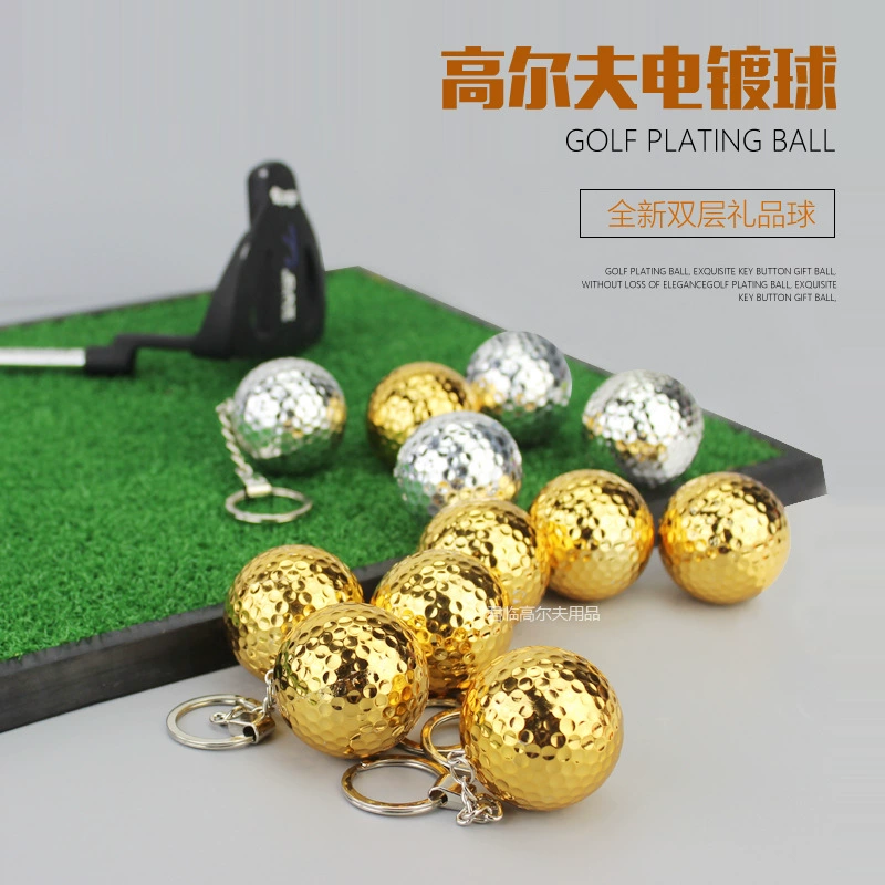 Мяч для гольфа с гальваническим покрытием, двухслойный мяч для соревнований, позолоченный мяч, брелок-мяч, подарочный мяч, позолоченный, посеребренный, сине-покрытый, розово-покрытый мяч