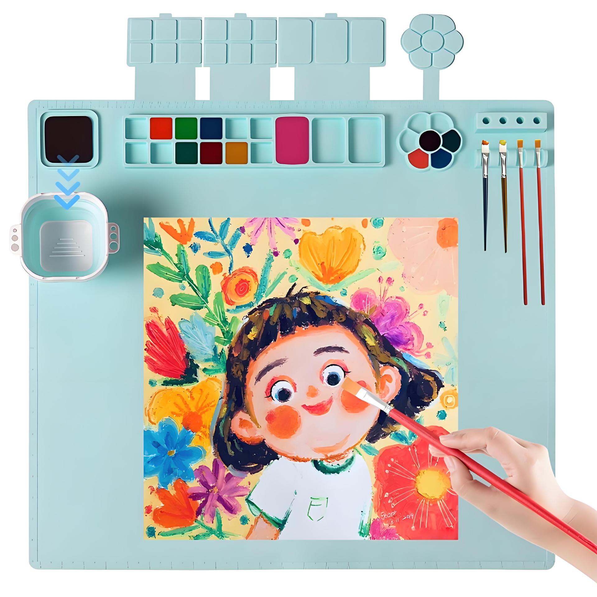 Cross-Border Popular Silicone Painting Mat for Children DIY Graffiti, Erasable and Washable Multifunctional Painting Mat, Silicone Art Mat