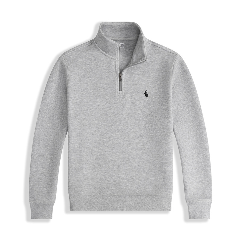 New Foreign Trade Rl Pony Half Cardigan Embroidered Polo Shirt Pullover Simple Large Size Couple Loose Thickeneded Sweatshirt