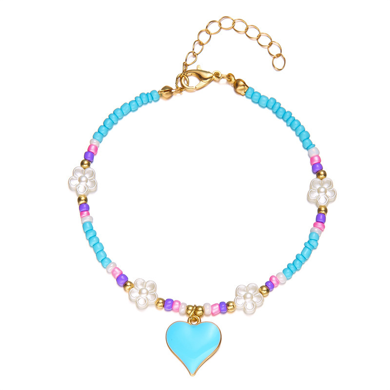 8g Weight Anklet Classification 1 Piece Quantity Holiday, Beach Occasion Seed Bead Material Heart Shape Pattern All Seasons Season Women's Gender Simple Style, Classic Style Style Wholesale Jewelry Simple Style Classic Style Heart Shape Seed Bead Anklet 16