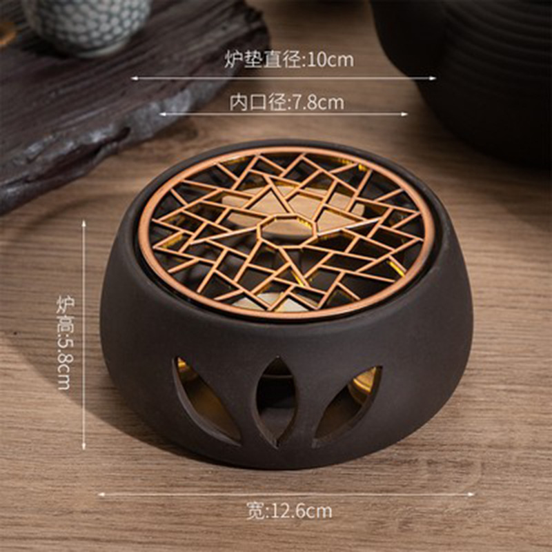 Calentador de té de cerámica calentador de té candelabro hecho a mano vela calefacción base hogar tetera té calentador con titular de la vela