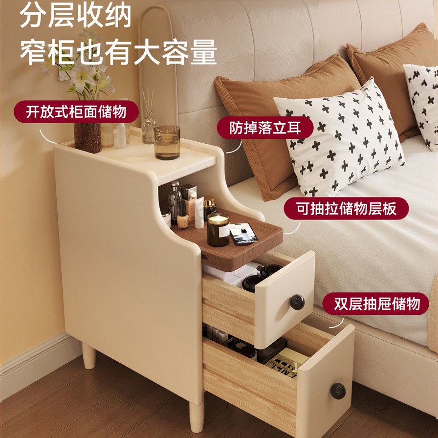 Todas las camas de madera maciza son pequeñas y extremadamente estrechas, dormitorio doméstico, viento de leche medieval de 20 cm, borde de la cama súper estrecho, estante de costura image 3