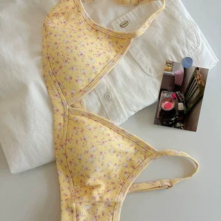 简约超薄春夏小碎花三角杯内衣女小胸聚拢舒适无钢圈透气文胸罩