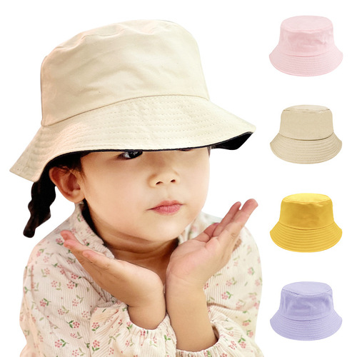 Children's fishing hat, solid color, light board, parent-child version, bucket hat, suitable for European and American men and women, baby size adjustable, pure cotton children's hat