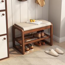 实木换鞋凳客厅家用门口进门凳软包坐垫穿鞋凳入户凳子鞋柜一体