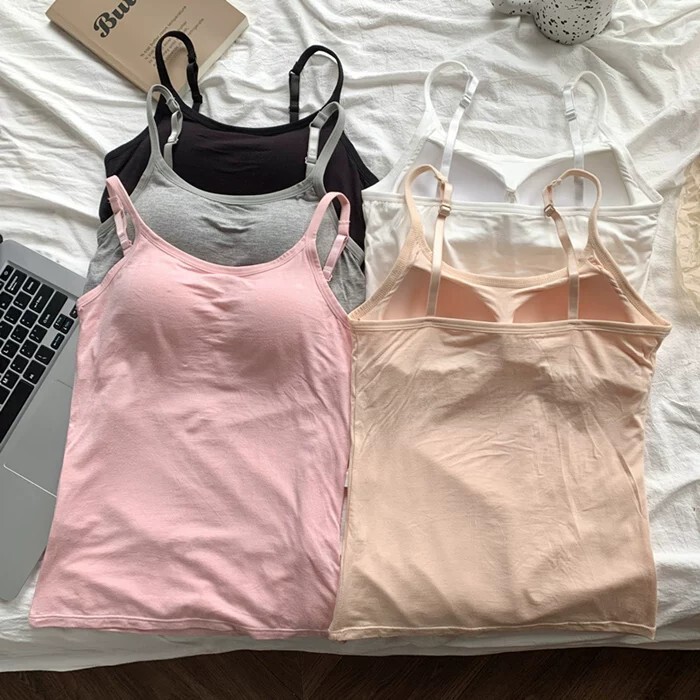 Modal Camisole Women's Inner Wear with Breast Pads Summer Large Size Fixed Cup Outer Wear Bottoming Intimates Without Bra