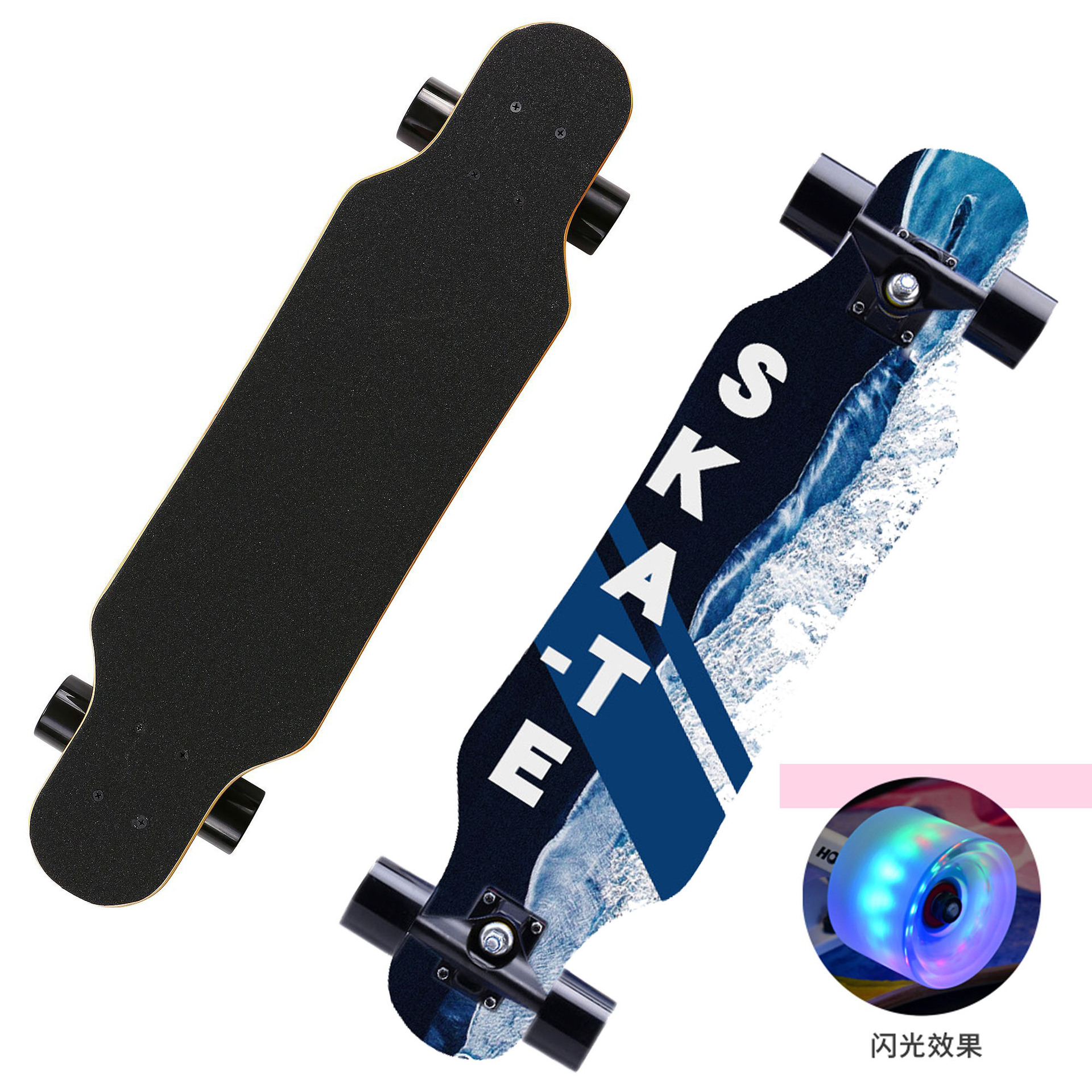Longboard Skateboard for Boys, Adults, Street Beginners, Girls, Professional Transportation, Four-Wheel Road Board, Youth Scooter