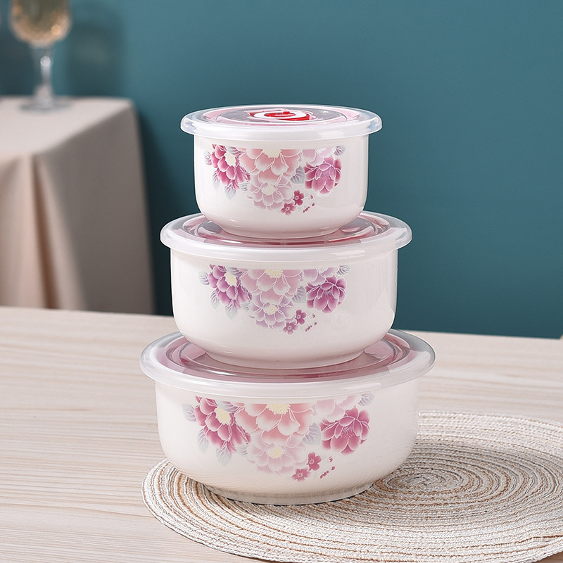 Caja de preservación de frescura, tazón de preservación de cerámica, caja de almuerzo con cubierta para microondas, congelador, tazón sellado, tazón de fideos, tazón de fideos, grado de comida