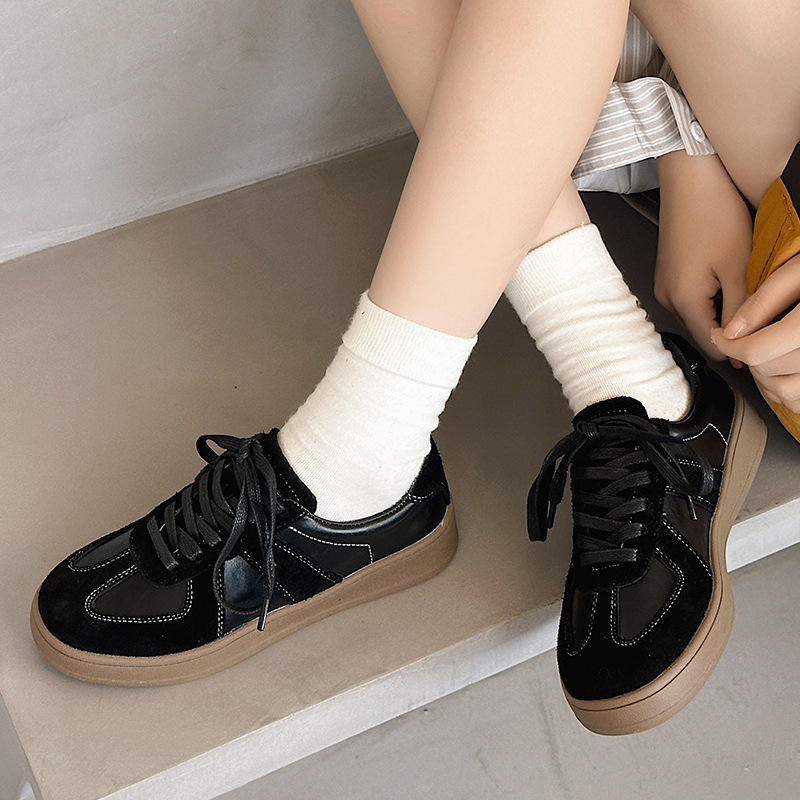 真皮厚底复古女德训鞋女ins潮2025秋冬百搭运动休闲板鞋女阿甘鞋|undefined