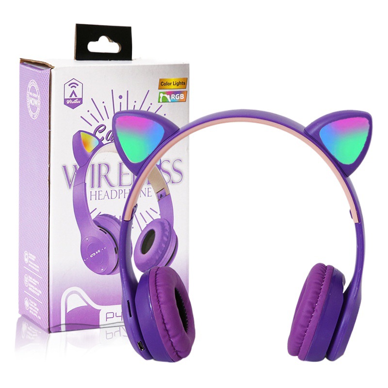 P47M venta al por mayor orejas de gato transfronterizas auriculares Bluetooth luminosos auriculares teléfono móvil auriculares inalámbricos máquina modelo de auriculares para juegos